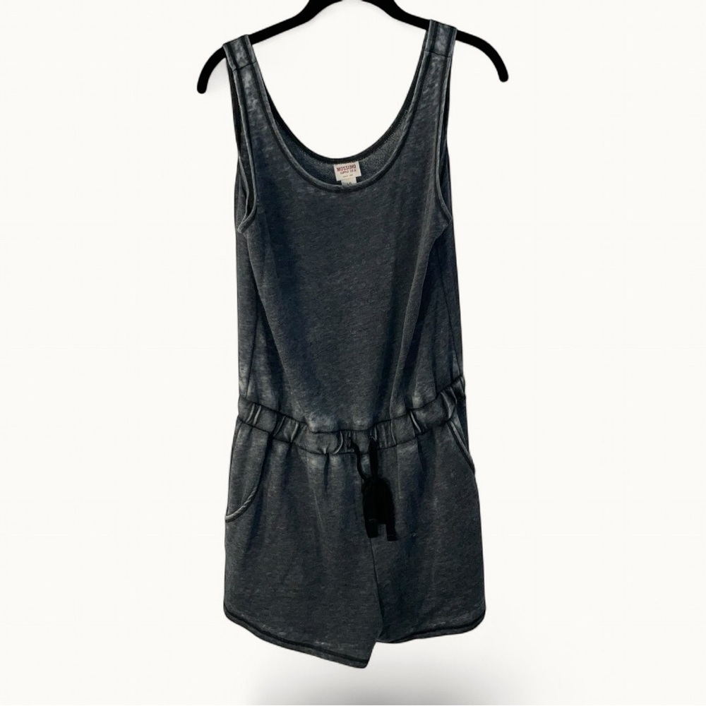 Mossimo Supply Co Gray Knit Romper Sleeveless Drawstring Waist Casual Size L - Picture 9 of 11